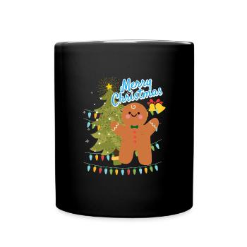 Merry Christmas Cookie Keks Ugly Christmas - Tasse einfarbig - Schwarz - Vorne