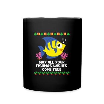 May all you Fischmas wishes come true Aquarium - Full Colour Mug - black - Front