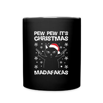 Pew Pew son chat de Noël Propriétaire Chats - Mug uni - noir - Devant