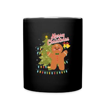 Merry Christmas Cookie Keks Ugly Christmas - Tasse einfarbig - Schwarz - Vorne