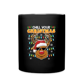 Chill your Christmas Christmas Reindeer - Full Colour Mug - black - Front