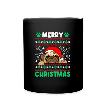 Funny Mops Christmas Pug Dog St. Nicholas - Full Colour Mug - black - Front