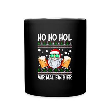 Nikolaus Bier Ho ho Hol mir ein Bier - Full Colour Mug - black - Front