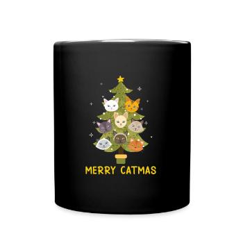 Merry Catmas Cats Christmas Tree - Full Colour Mug - black - Front