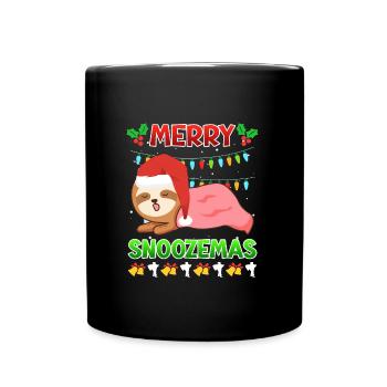 Merry Snoozemas Faultier Faulheit - Tasse einfarbig - Schwarz - Vorne