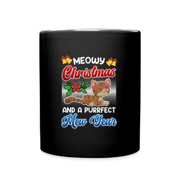 Miaou de Noël et une année purrfect - Mug uni - noir - Devant