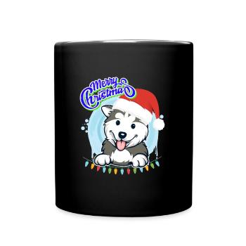 Joyeux Noël Husky Puppy Noël - Mug uni - noir - Devant