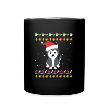 Husky Weihnachten Ugly Christmas - Full Colour Mug - black - Front