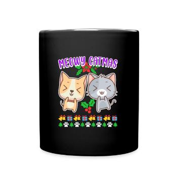 Meowy Catmas Cat Seater Chaton Chat Chat - Mug uni - noir - Devant