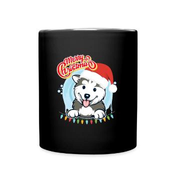 Joyeux Noël Husky Puppy Noël - Mug uni - noir - Devant