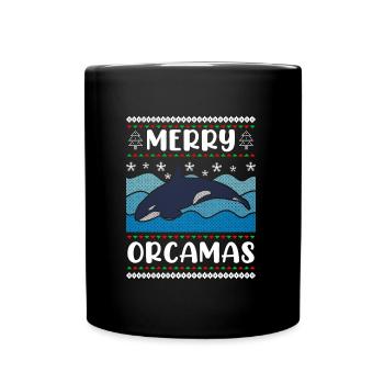 Merry Orcamas Orca Taucher Meeresbiologe - Tasse einfarbig - Schwarz - Vorne
