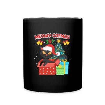 Meowy Catmas - Full Colour Mug - black - Front