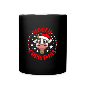 Mooey Christmas Landbecomes Christmas Cow - Full Colour Mug - black - Front