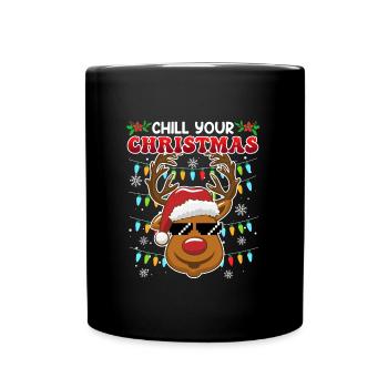 Chill your Christmas Christmas Reindeer - Full Colour Mug - black - Front