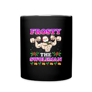 Bodybuilder Snowman Frosty the Swoleman - Full Colour Mug - black - Front