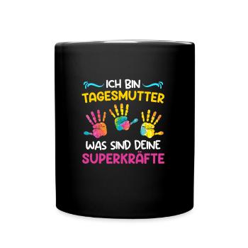 Quels sont vos superpouvoirs ? Je suis assistante maternelle - Mug uni - noir - Devant