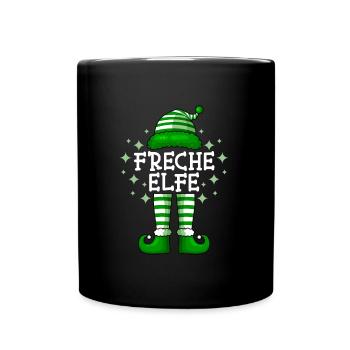 Freche Elfe Weihnachten Nikolaus Elf - Tasse einfarbig - Schwarz - Vorne