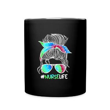 Nurse Life Ich bin Krankenschwester - Tasse einfarbig - Schwarz - Vorne