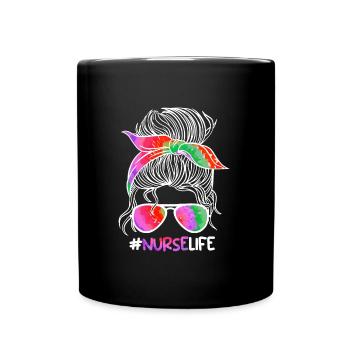 Nurse Life Ich bin Krankenschwester - Tasse einfarbig - Schwarz - Vorne