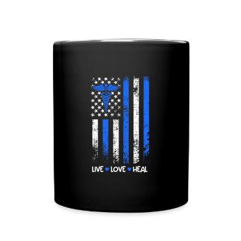 Live Love Heal USA Flag Best Nurse - Full Colour Mug - black - Front