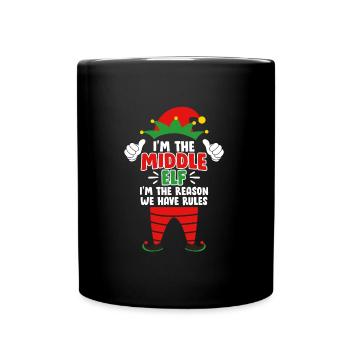Mittlere Schwester Mittlere Elfe Weihnacht Familie - Tasse einfarbig - Schwarz - Vorne