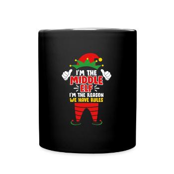 Mittlere Schwester Mittlere Elfe Weihnacht Familie - Tasse einfarbig - Schwarz - Vorne