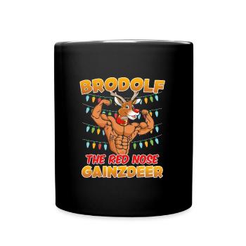 Brodolf le nez rouge Gainzdeer Bodbuilder - Mug uni - noir - Devant