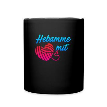 Ich bin eine Hebamme mit Herz Hebamme - Tasse einfarbig - Schwarz - Vorne