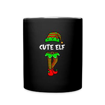 Cute Elf Sweet Elf Girlfriend Elf Woman - Full Colour Mug - black - Front