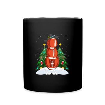 Rugy Snowman Football Player Football - Full Colour Mug - black - Front