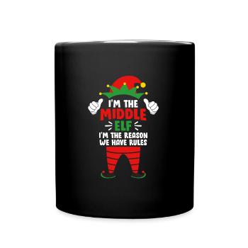 Mittlere Schwester Mittlere Elfe Weihnacht Familie - Tasse einfarbig - Schwarz - Vorne