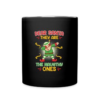 Dear Santa they are the Naughty ones elf costume - Full Colour Mug - black - Front