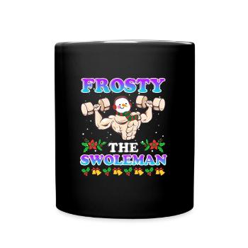 Bodybuilder Snowman Frosty the Swoleman - Full Colour Mug - black - Front