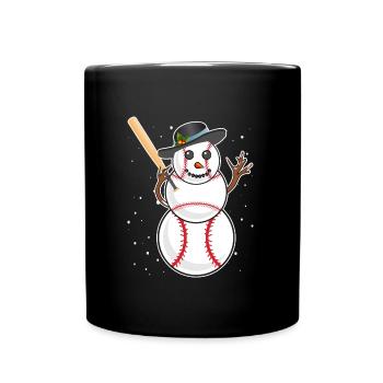 Baseball Schneemann Baseball Spieler Baseballer - Tasse einfarbig - Schwarz - Vorne