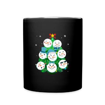 Tannenbaum Snowmies Schneemann - Tasse einfarbig - Schwarz - Vorne