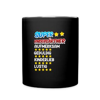 Definition eines Super Kindergärtner - Tasse einfarbig - Schwarz - Vorne
