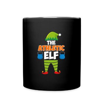 The Athletic Elf Weihnachten Leichtathletik - Tasse einfarbig - Schwarz - Vorne