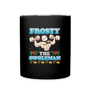 Bodybuilder Snowman Frosty the Swoleman - Full Colour Mug - black - Front