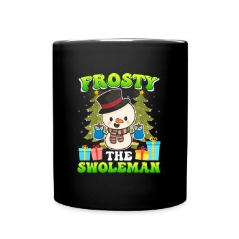 Frosty the Swoleman Snowman Weight Training - Full Colour Mug - black - Front