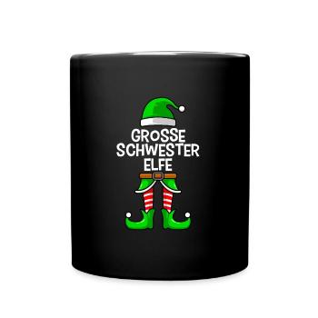 Großer Schwester Elfe - Tasse einfarbig - Schwarz - Vorne