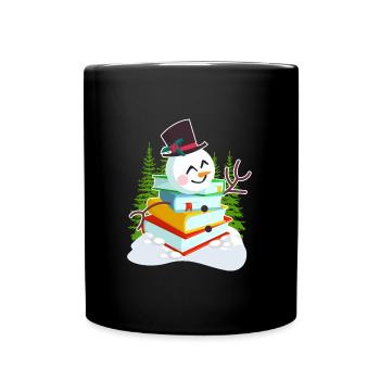 Livres Bonhomme de neige Lecture Bookworm Éditeur - Mug uni - noir - Devant