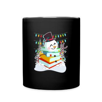 Livres Bonhomme de neige Lecture Bookworm Éditeur - Mug uni - noir - Devant