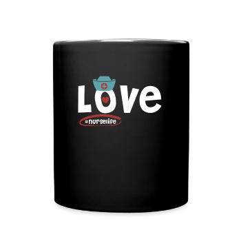 Nurselife Ich liebe meinen Job Krankenschwester - Tasse einfarbig - Schwarz - Vorne