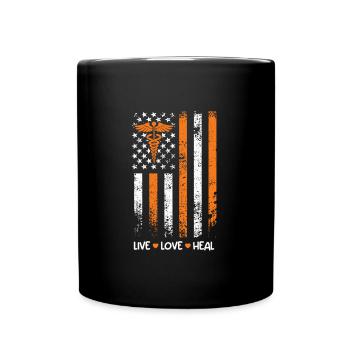 Live Love Heal USA Flag Best Nurse - Full Colour Mug - black - Front