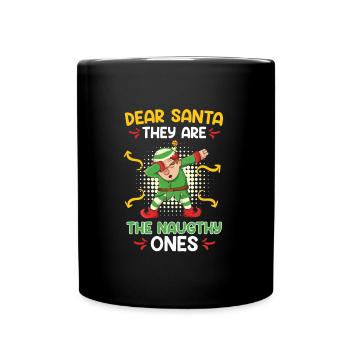 Dear Santa they are the Naughty ones elf costume - Full Colour Mug - black - Front