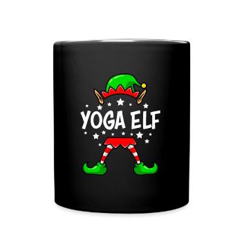 Yoga Elf Christmas Yoga Teacher Nicholas - Full Colour Mug - black - Front