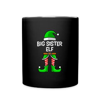Großer Schwester Elfe - Tasse einfarbig - Schwarz - Vorne