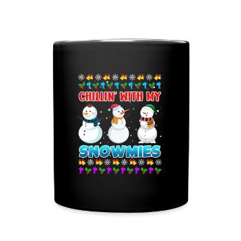 Chillin avec mon bonhomme de neige rigolo Snowmies - Mug uni - noir - Devant