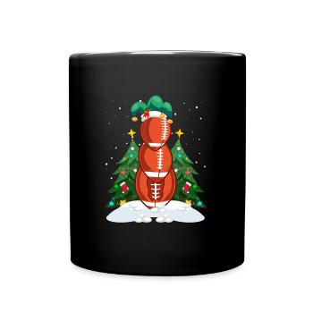Rugy Snowman Football Player Football - Full Colour Mug - black - Front