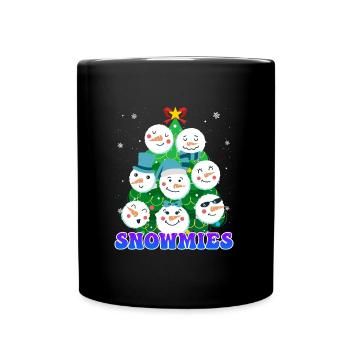 Tannenbaum Snowmies Schneemann - Tasse einfarbig - Schwarz - Vorne